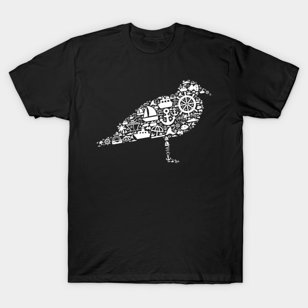 Seagull with Sailor Symbols | Gift for Ocean Lover T-Shirt by shirtonaut